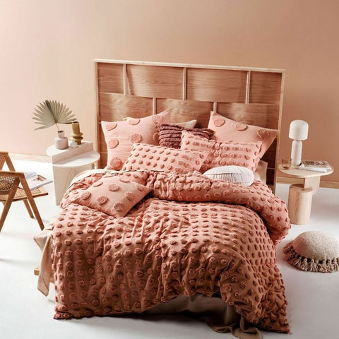 Linen House Haze Double Quilt Cover Set - Cotton, Includes 2 Pillowcases, Rosette - 01702I378