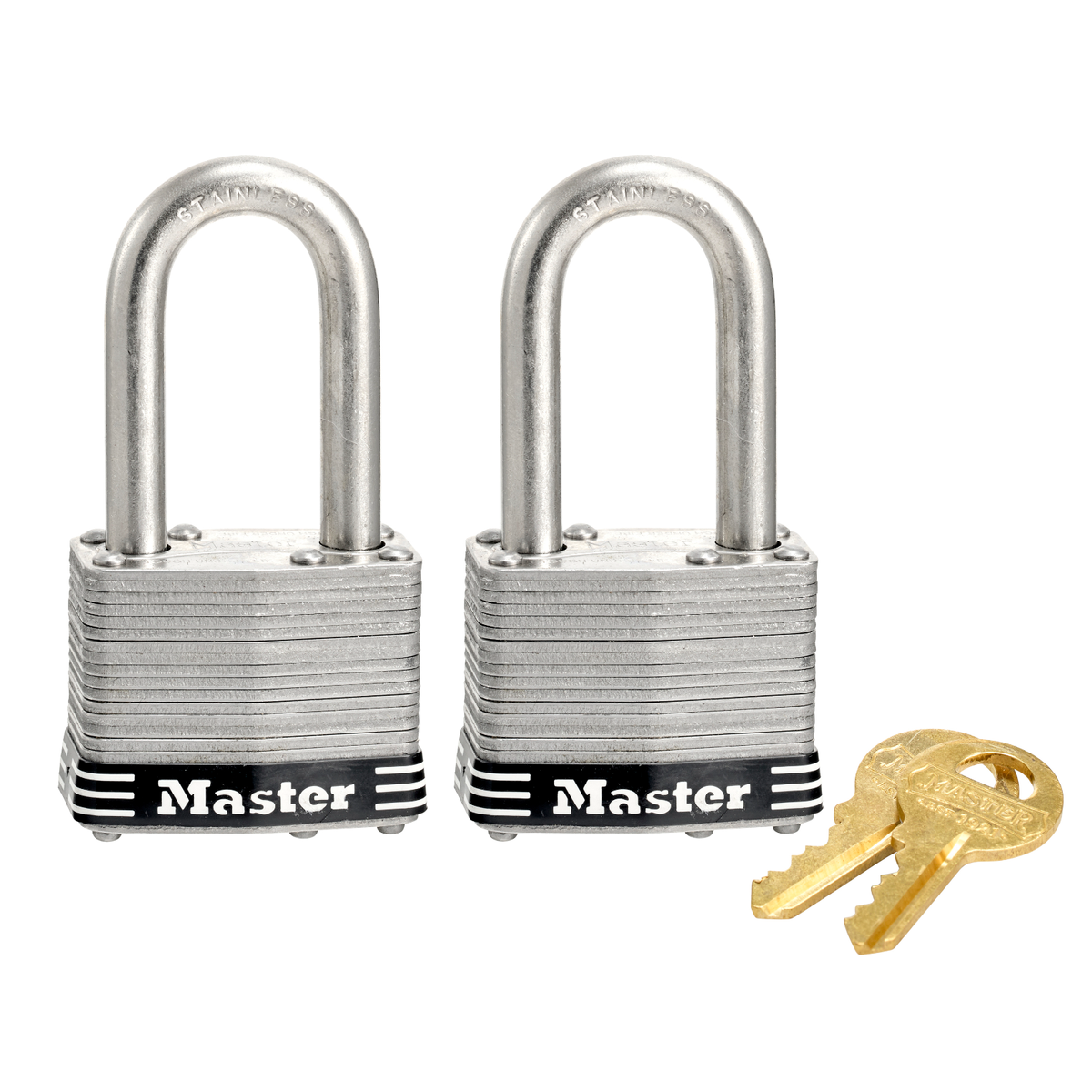 Master Lock 44mm Laminated Stainless Steel Padlock with Pin Cylinder - 2 Pack