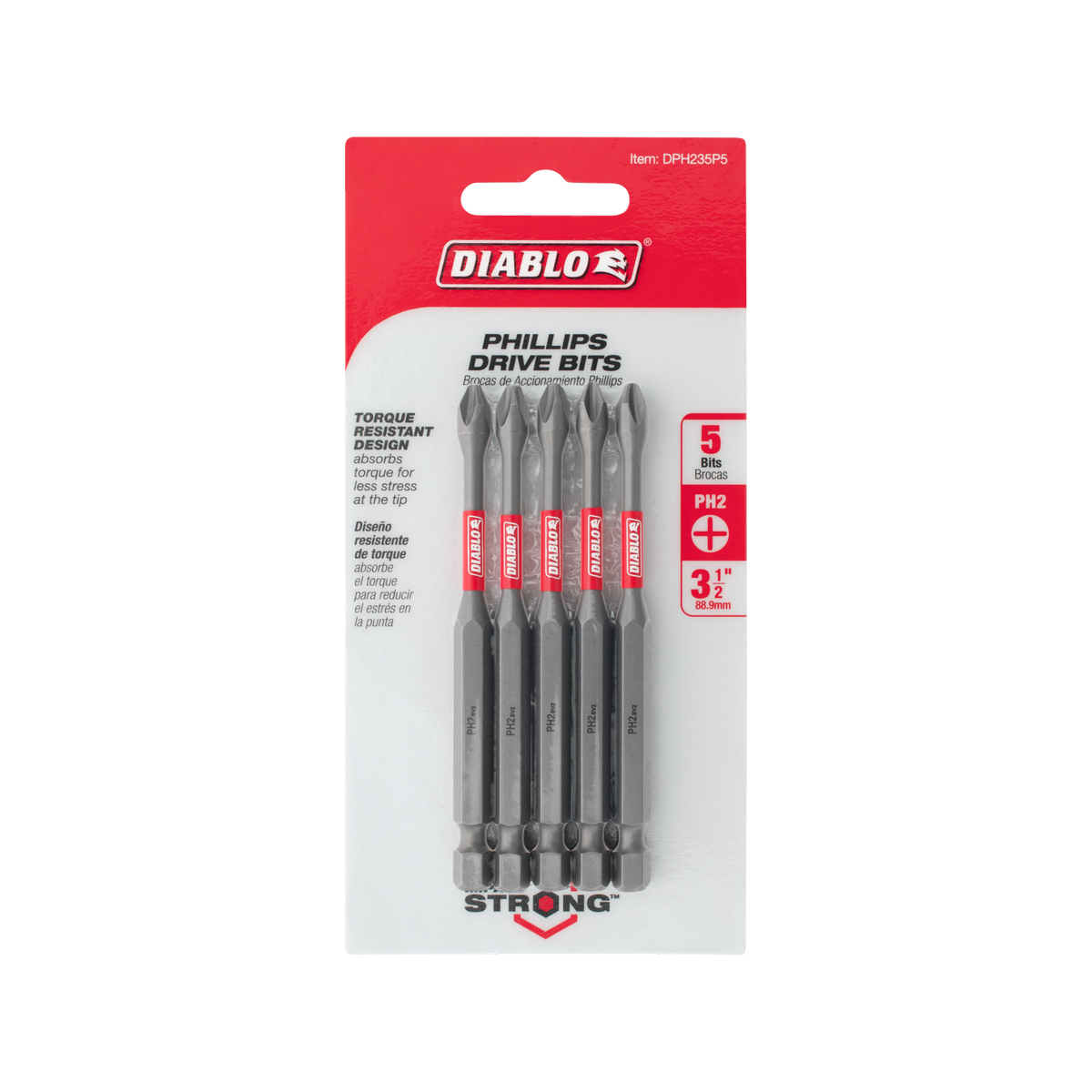 Diablo 90mm PH2 Power Bit 5 Pack - Extreme Durability - Impact Resistant - SuperSaverAU - view 1