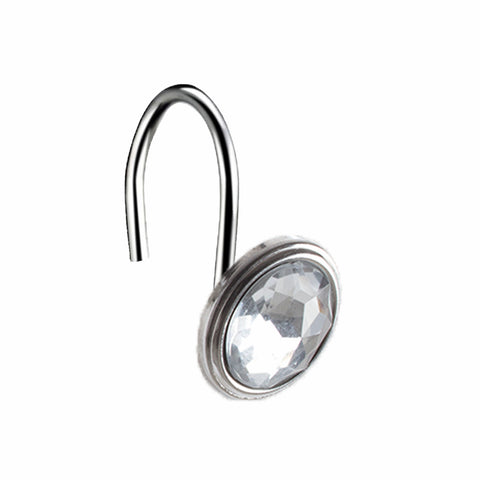Barelli Exquisite Shower Curtain Rings - Silver Diamante Metal 12 Pack
