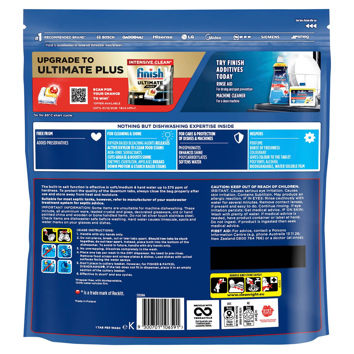 Finish Quantum Lemon Dishwasher Tablets 90 Pack with Powerball, No Pre-Rinse