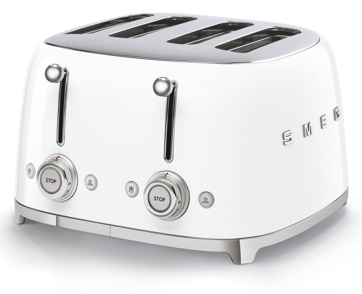 Smeg 50's Style 4 Slice Toaster - White, Six Browning Levels, Independent Slot Control - TSF03WHAU