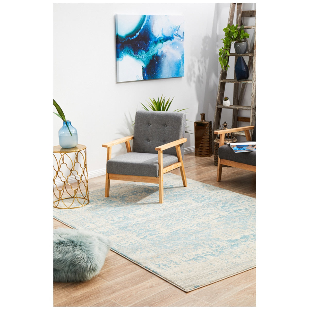 Rug Culture Evoke 253 White/Blue Indoor Rug 290 x 200cm - SuperSaverAU - view 7