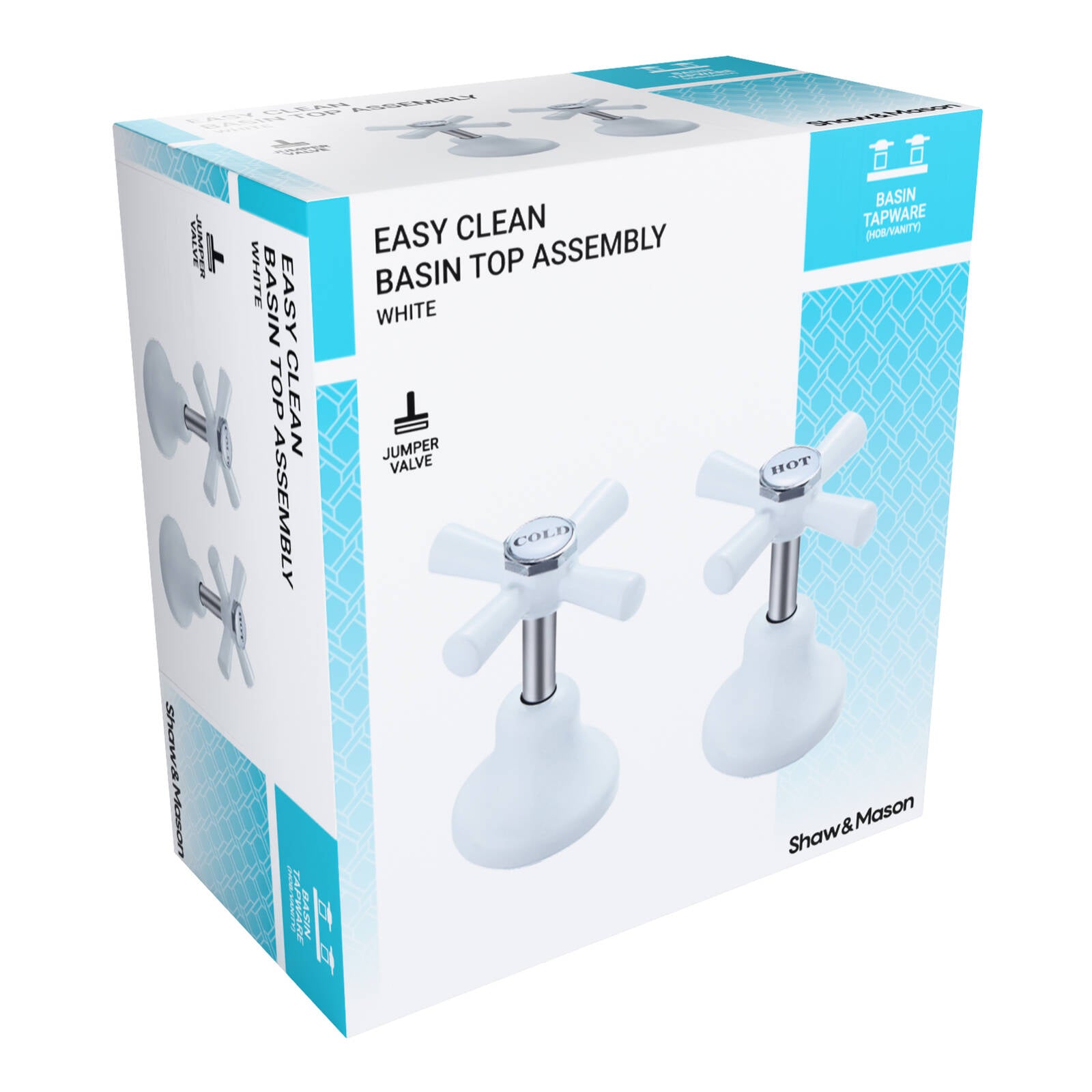 Shaw & Mason White Easy Clean Basin Top Assembly - Brass, Pair