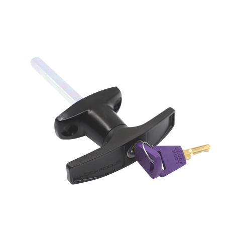 Liftaway Black Front Fix T-Handle Garage Door Lock, Steel, 2 Keys