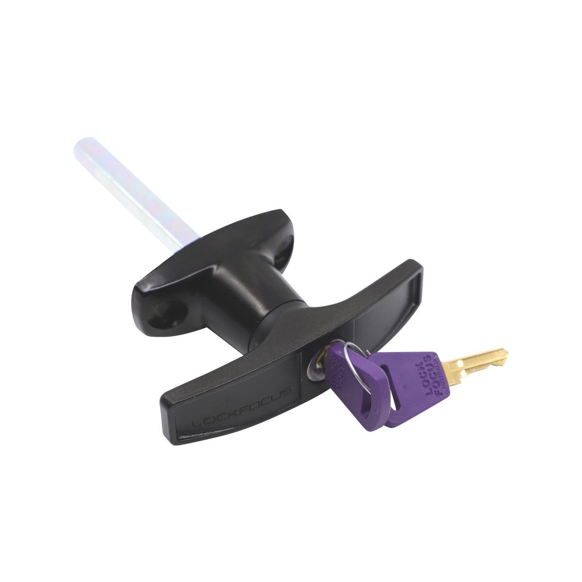 Liftaway Black Front Fix T-Handle Garage Door Lock, Steel, 2 Keys