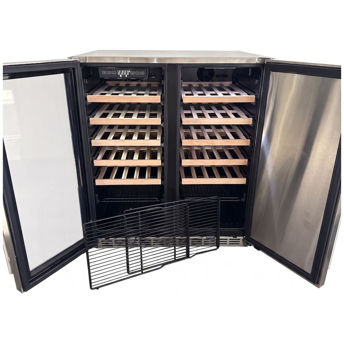 Bosston Grills 180L double door alfresco fridge - dual zone for beer and wine, lockable, silver - BOS180W2D