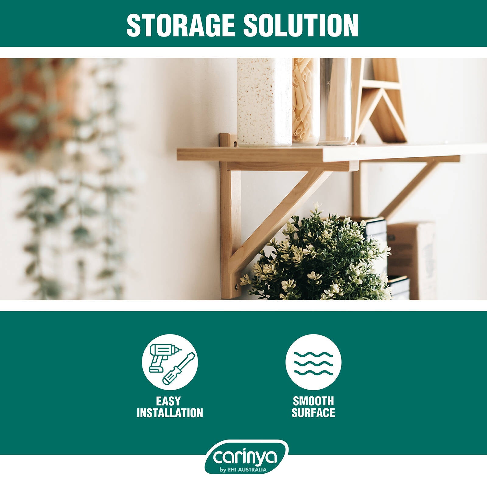 Carinya 210 x 170mm Raw Pine Stayed Bracket Wall Mount 30kg Capacity Indoor