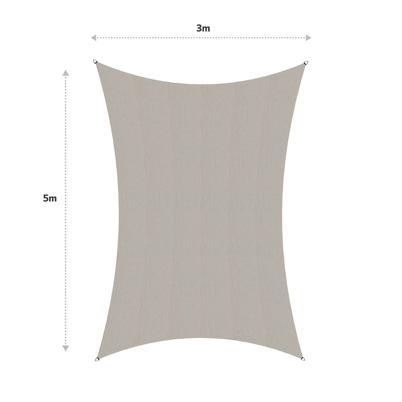 Coolaroo Shell 5 x 3m Rectangle Commercial Grade Shade Sail, HDPE, Up to 95% UV Block