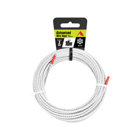 Pinnacle Galvanised Wire Rope 3mm x 10m 125kg Load Limit Durable - SuperSaverAU - view 1