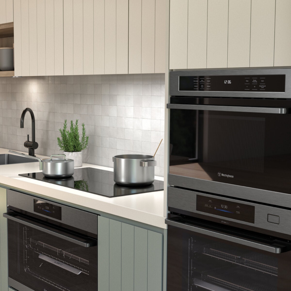 Westinghouse 60cm Pyrolytic Oven - 80L Gross, AirFry, EasyBake Steam, TFT Touchscreen - WVEP6918DD