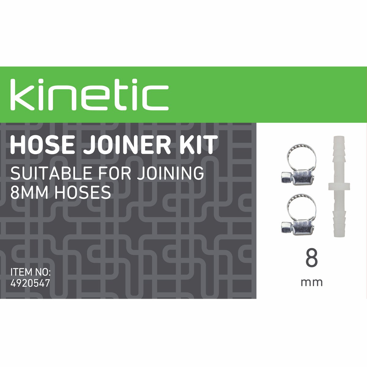 Kinetic 8mm Hose Joiner Kit - 8mm - Polypropylene Carbon Steel - Durable - SuperSaverAU - view 2