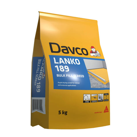 Davco Lanko 189 Bulk Fill Screed 5kg, Rapid Setting Cement Based, Grey