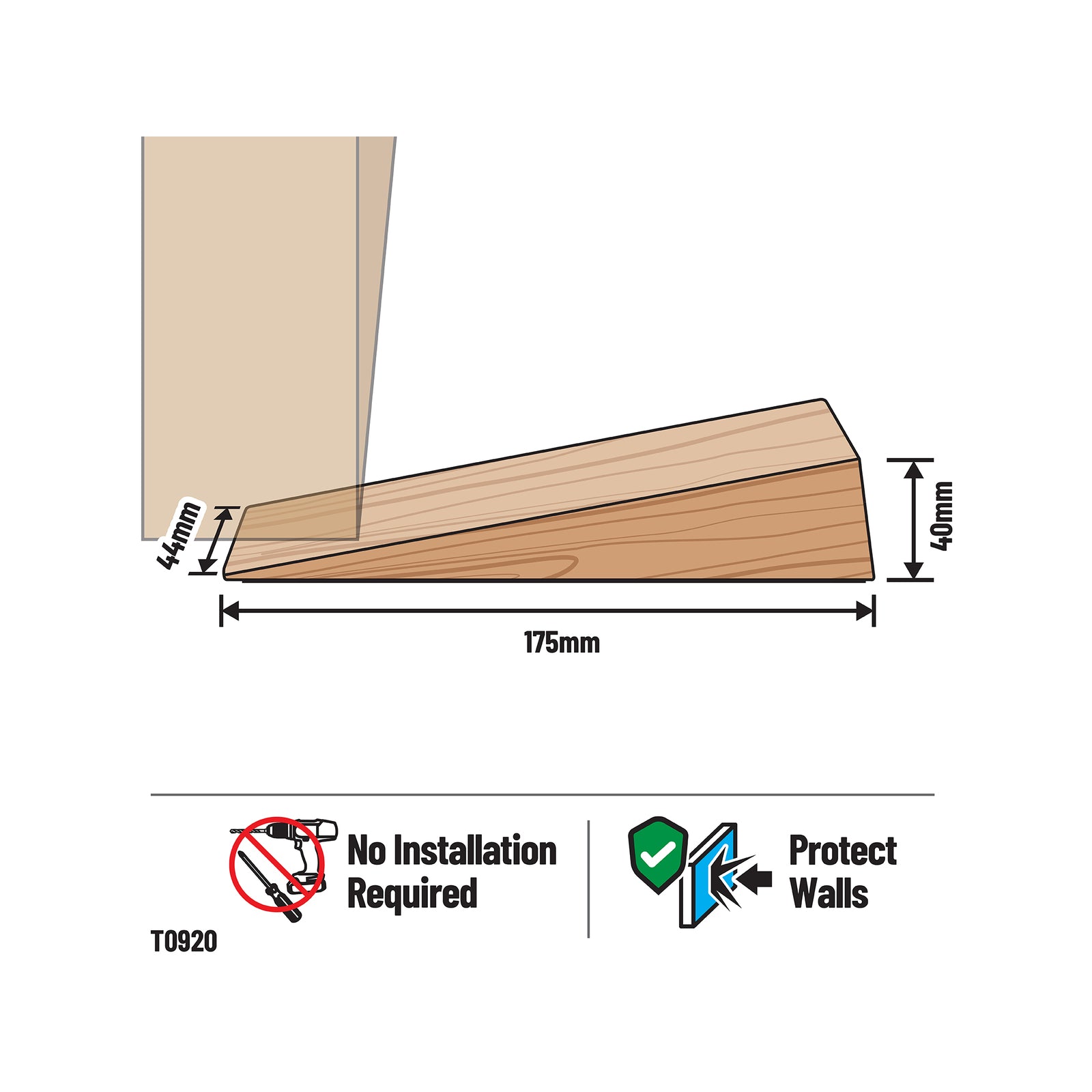 Adoored Large Light Timber Door Wedge - Interior, Natural Timber