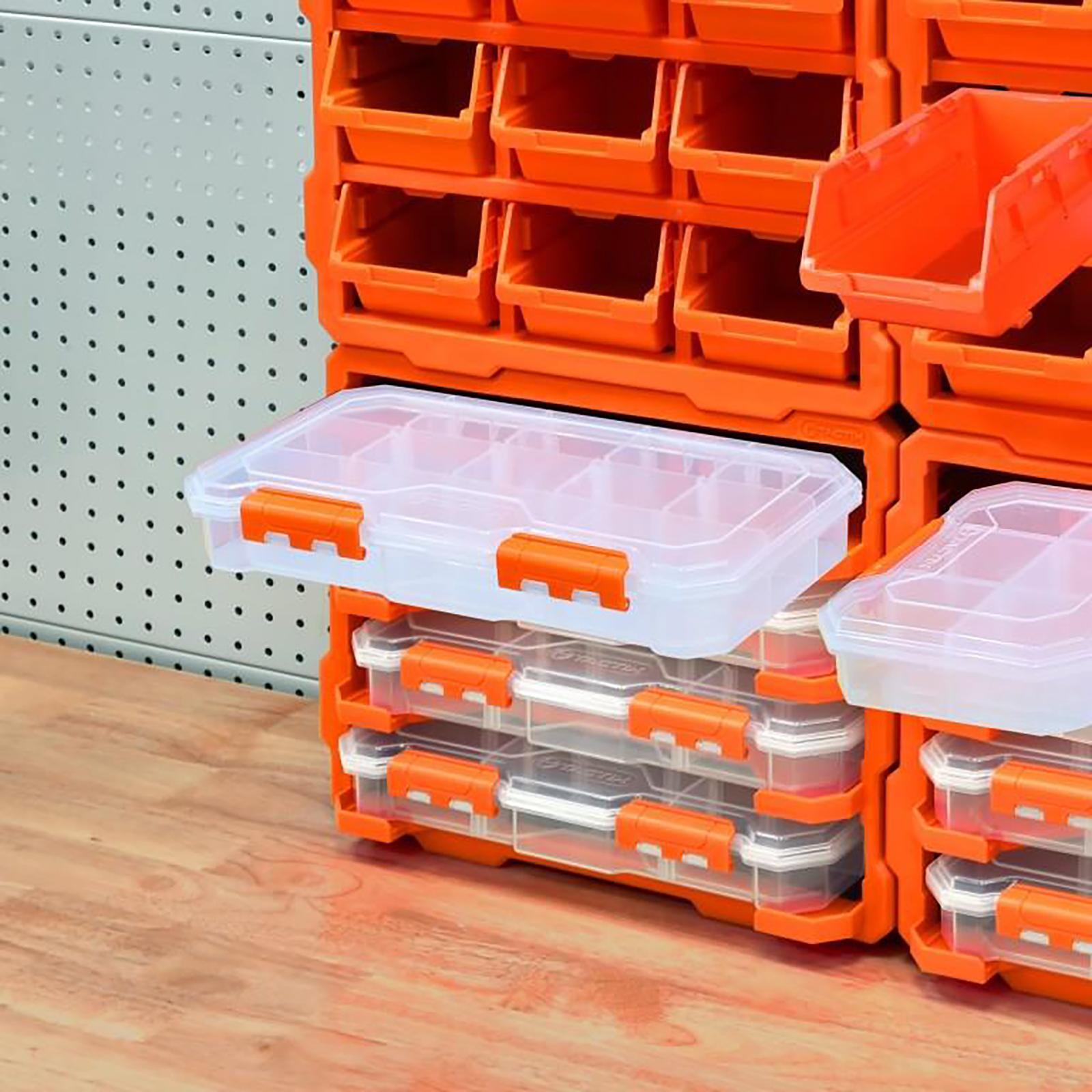 Tactix 13 Compartment Storage Box Transparent Polypropylene Removable Dividers Stackable