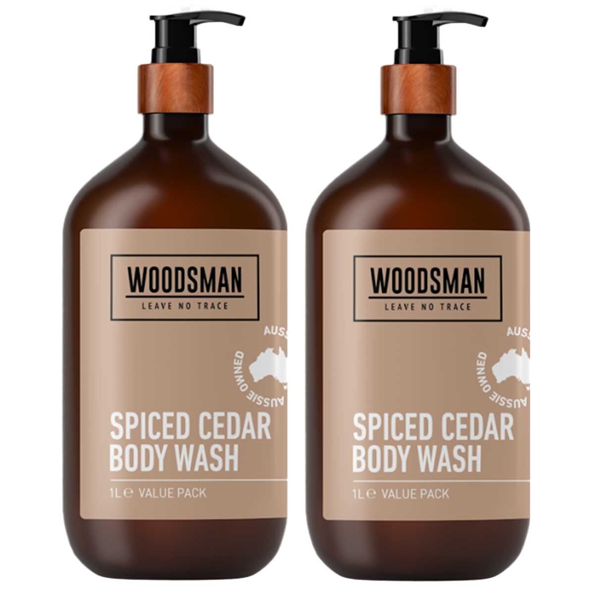 Woodsman Spiced Cedar Body Wash 2 x 1L - SuperSaverAU - view 1