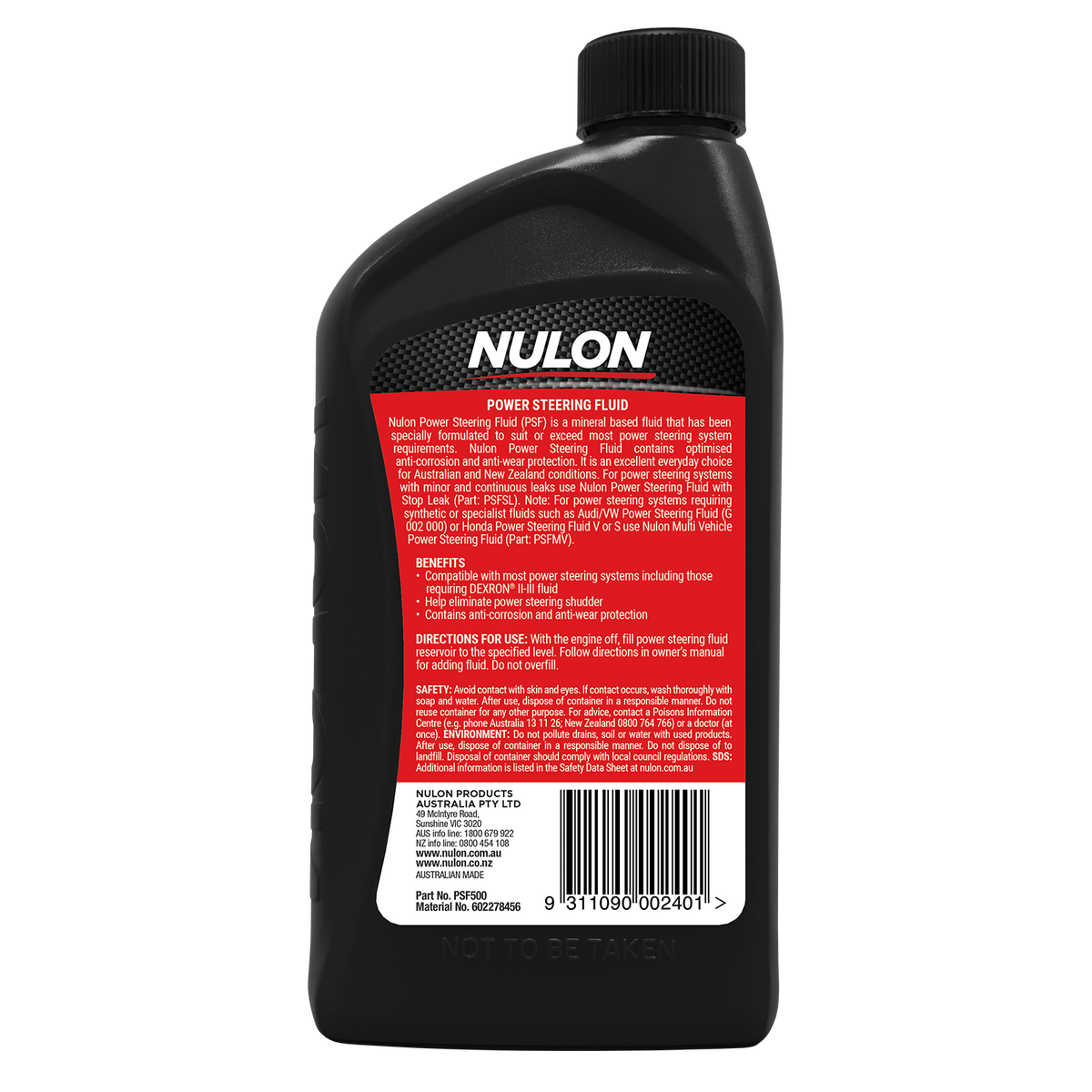 Nulon Power Steering Fluid 500mL