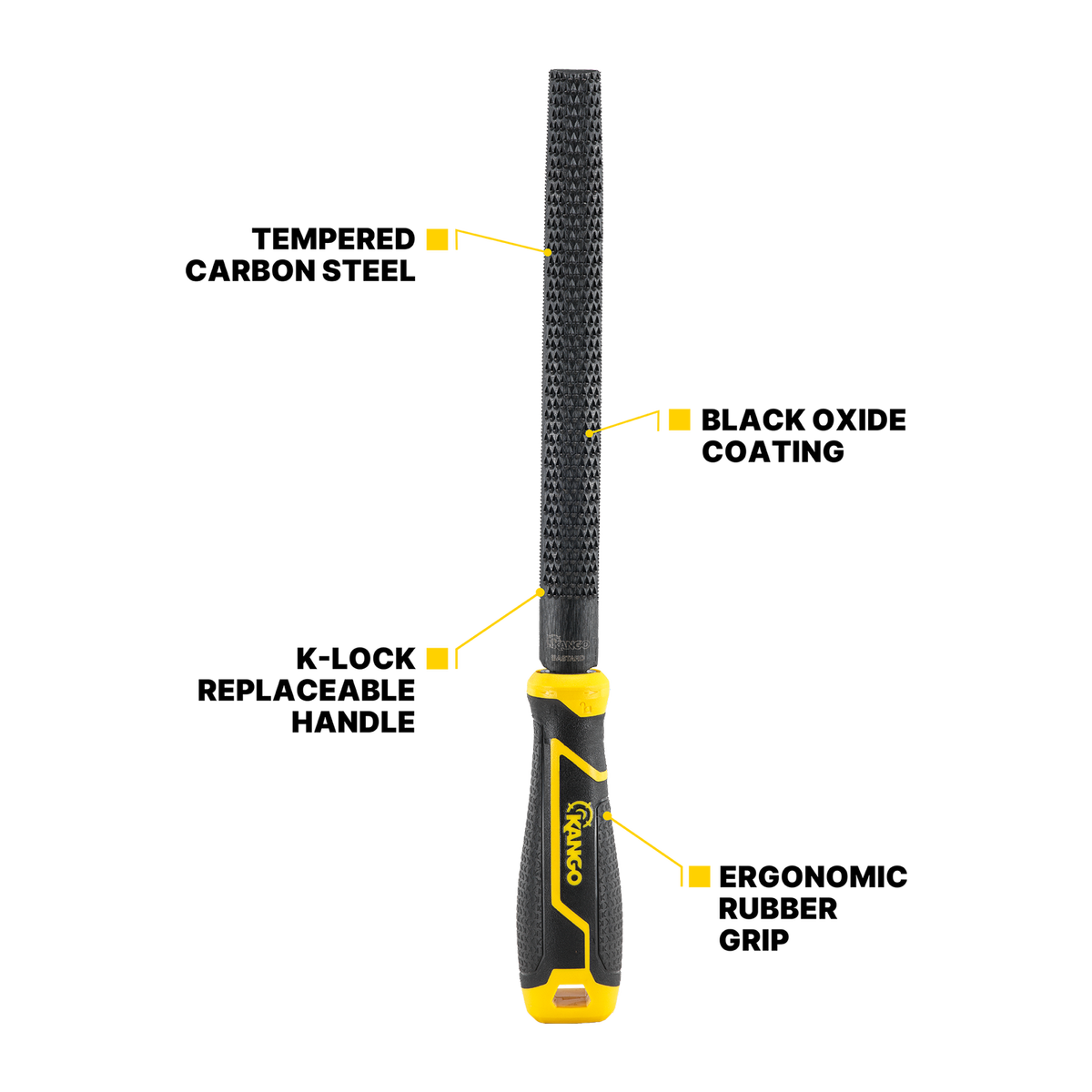 Kango 200mm Half Round Cabinet Bastard Cut Rasp - Tempered Steel - Black - SuperSaverAU - view 2
