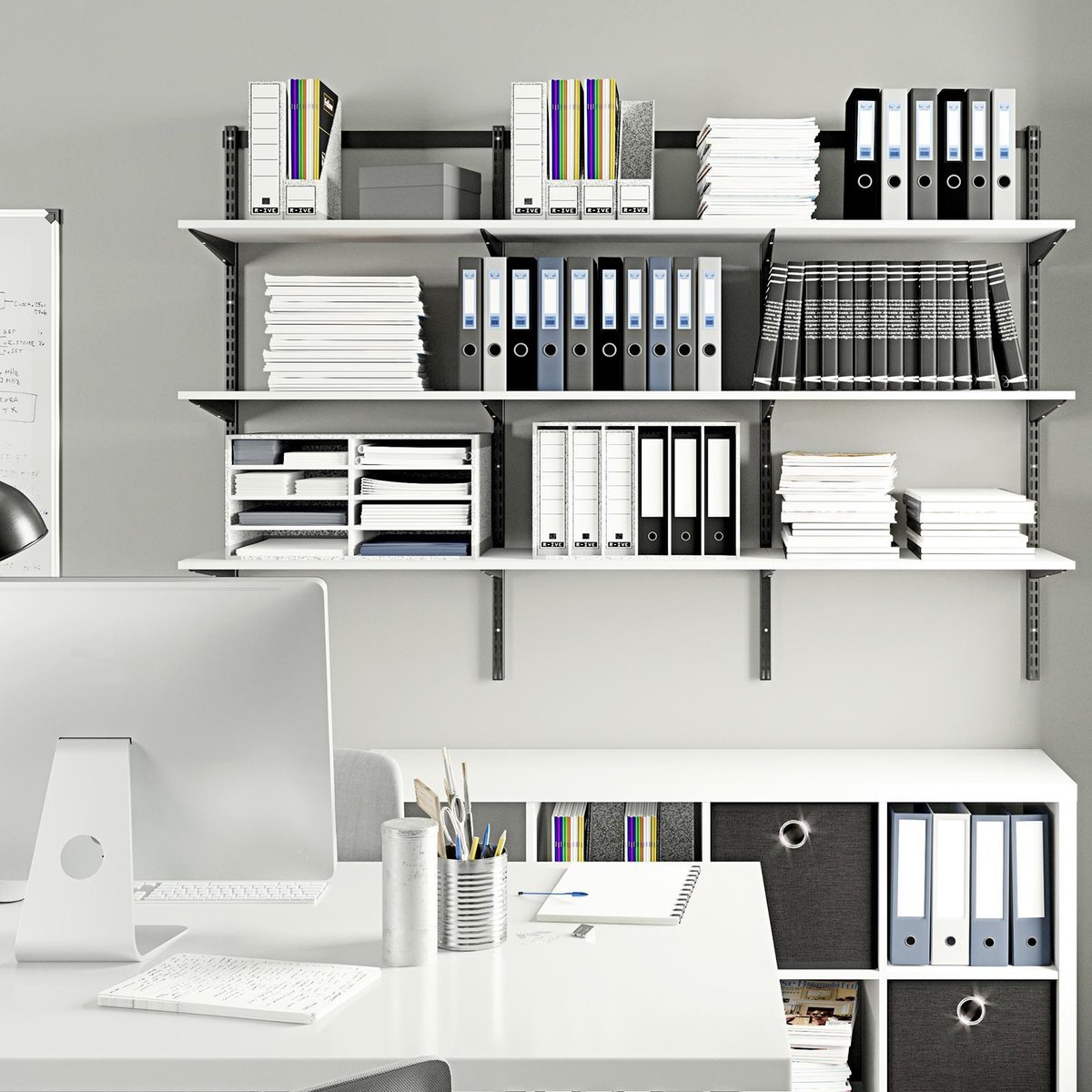 Flexi Storage Double Slot Bracket 220mm Steel Black 40kg Capacity - SuperSaverAU - view 2