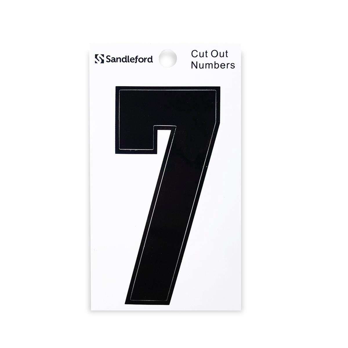 Sandleford 85mm Black Cut Out Self Adhesive House Number 7 - Weather Resistant Gloss