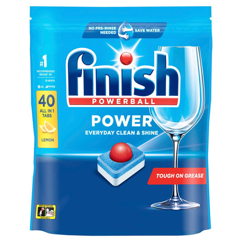 Finish Power Lemon Dishwasher Tablets 40 Pack, All-in-One No Pre-Rinse