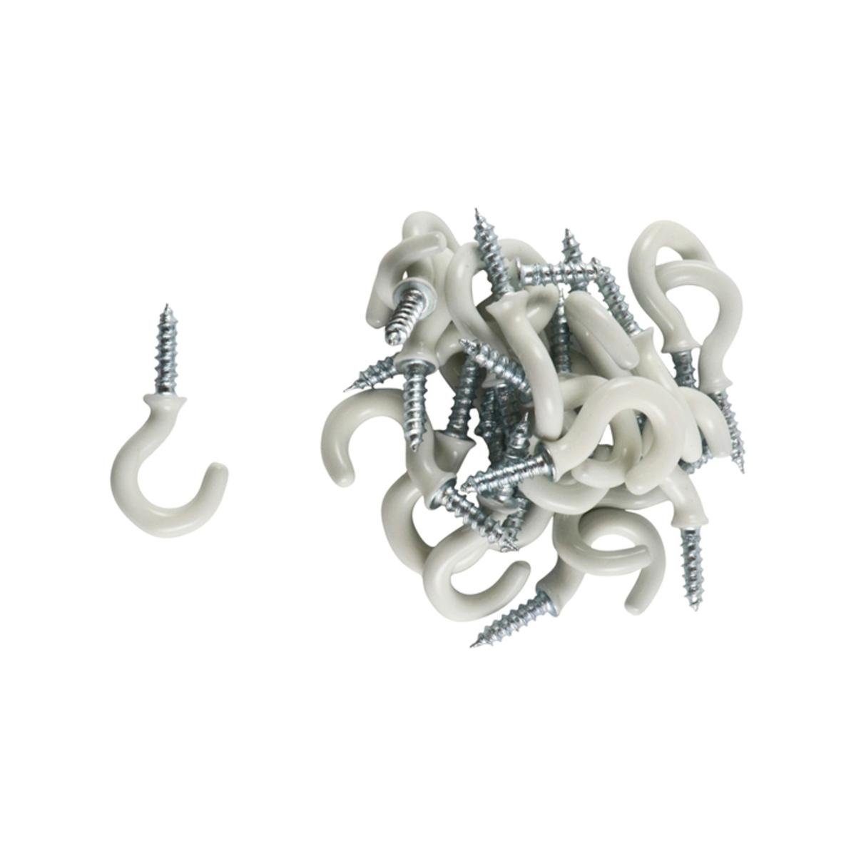 Everhang 7mm White PVC Coated Steel Cup Hook - 25 Pack