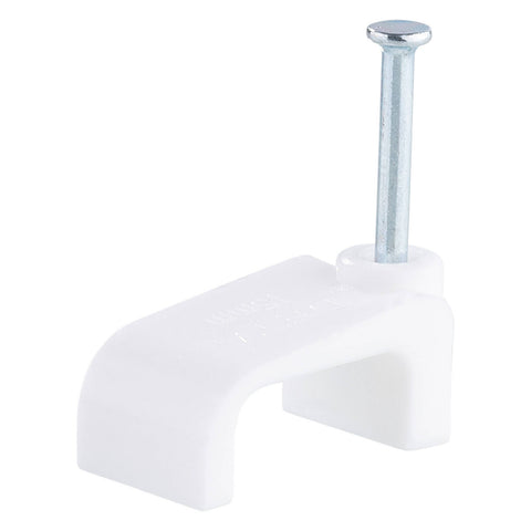 DETA 15mm White Flat Cable Clips Plastic 100 Pack