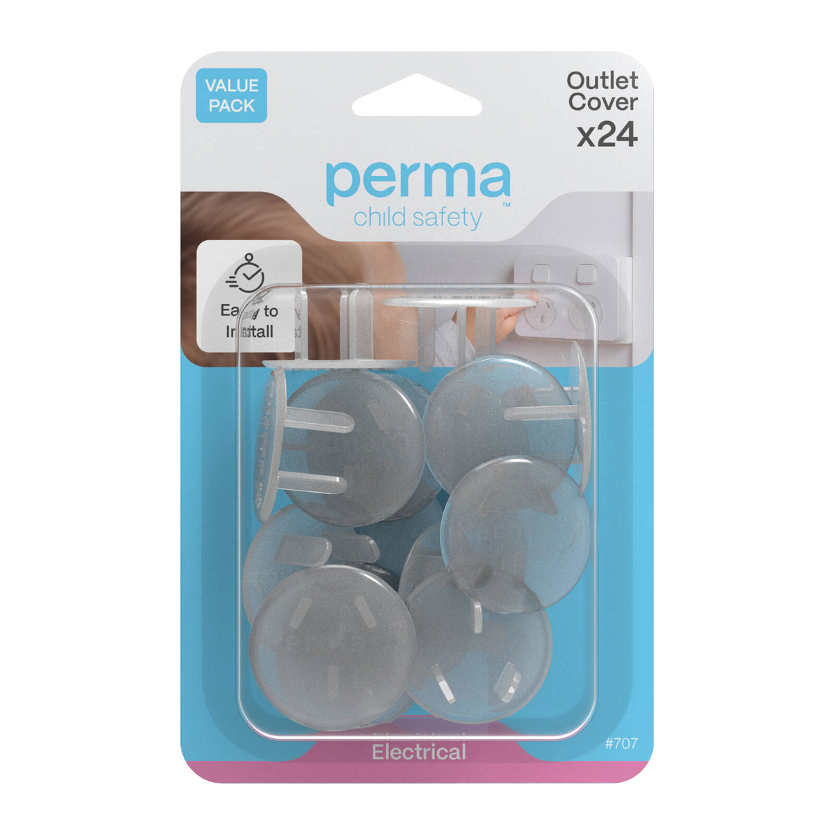 Perma Child Safety Outlet Covers - 24 Pack, Clear Plug Covers