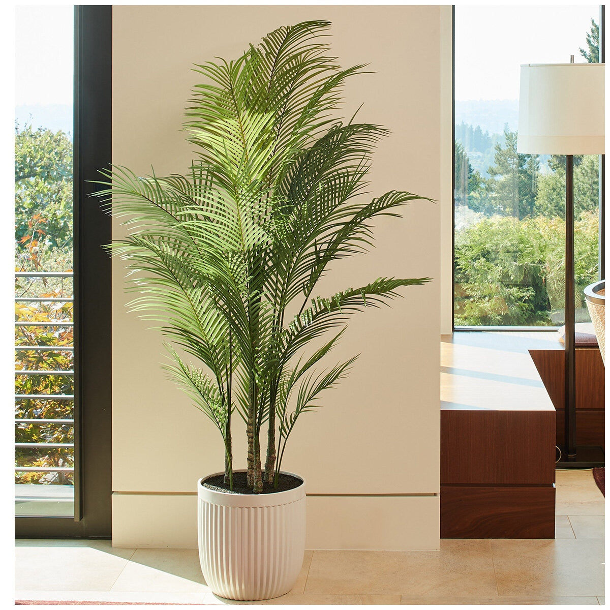 CGH Artificial Palm Tree In Ribbed Pot 2M | Lifelike, High-Quality, Hassle-Free Maintenance | Artisan Style Planter - SuperSaverAU - view 2