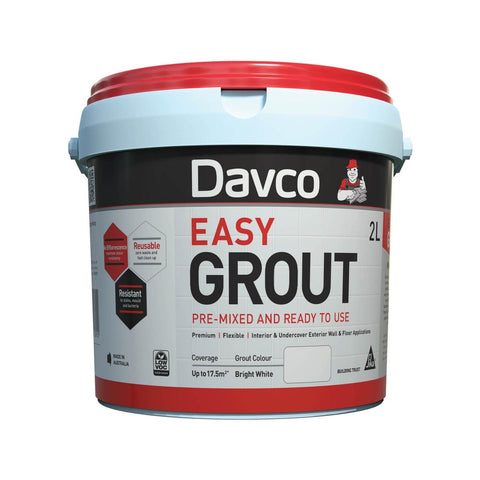Davco Easy Grout 2L Bright White Grout Flexible Stain Resistant - SuperSaverAU - view 1