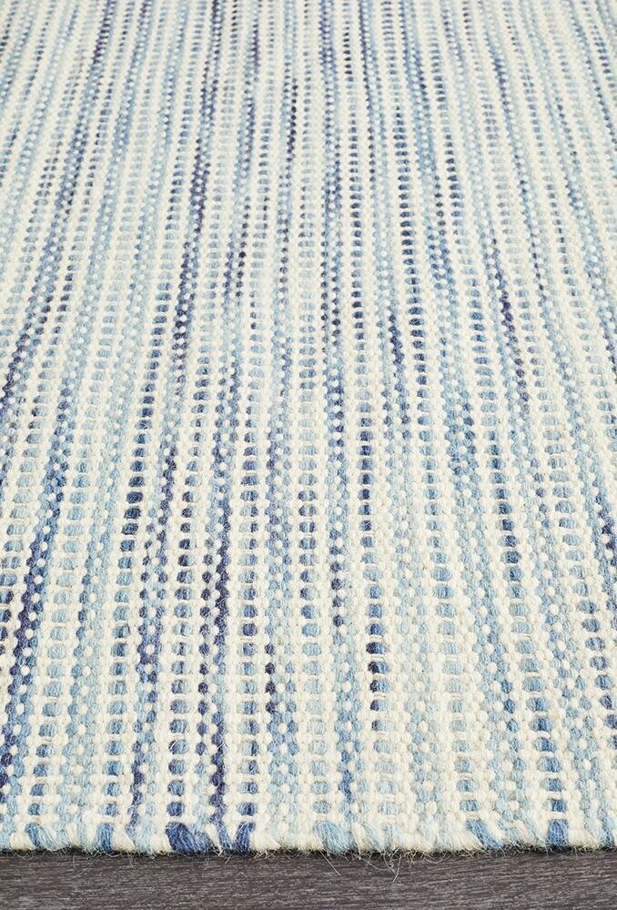 Rug Culture Skandi medium blue rug 225x155cm - hand loomed flatweave wool - SKAN310BLU225X155