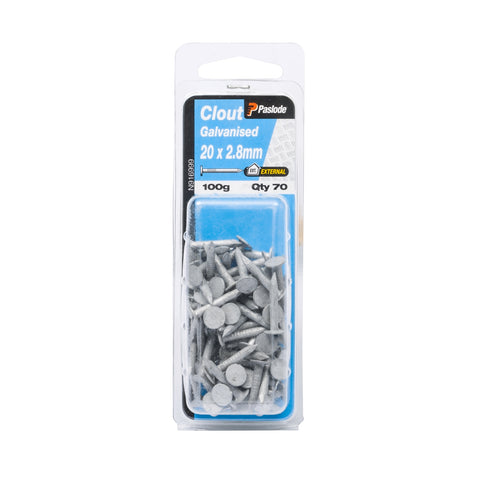Paslode 20 x 2.8mm 100g Galvanised Steel Clout Nails - 70 Pack