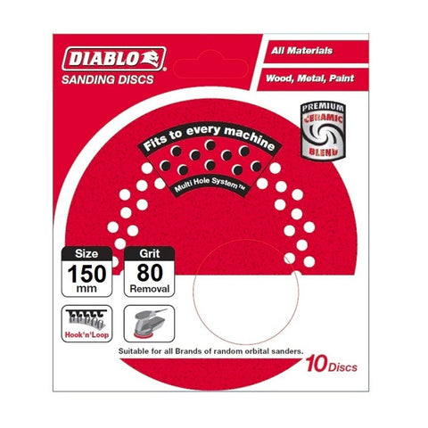 Diablo 150mm 80 Grit Sanding Discs - Coated Abrasive - 10 Pack - SuperSaverAU - view 1