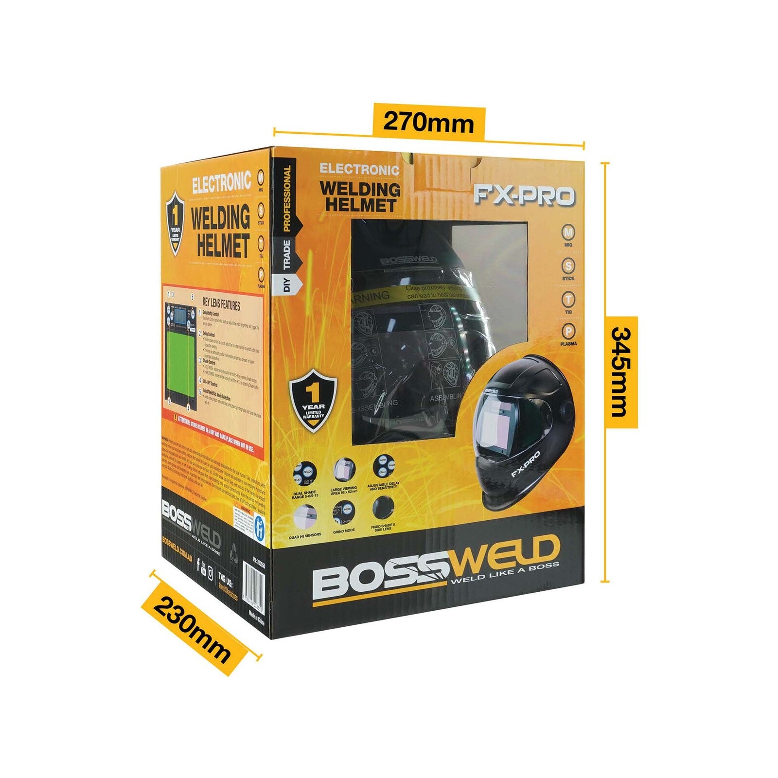 Bossweld FX-Pro Variable Shade Welding Helmet