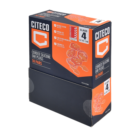 Citeco Class 4 Corded Silicone Ear Plugs 50 Pairs Reusable