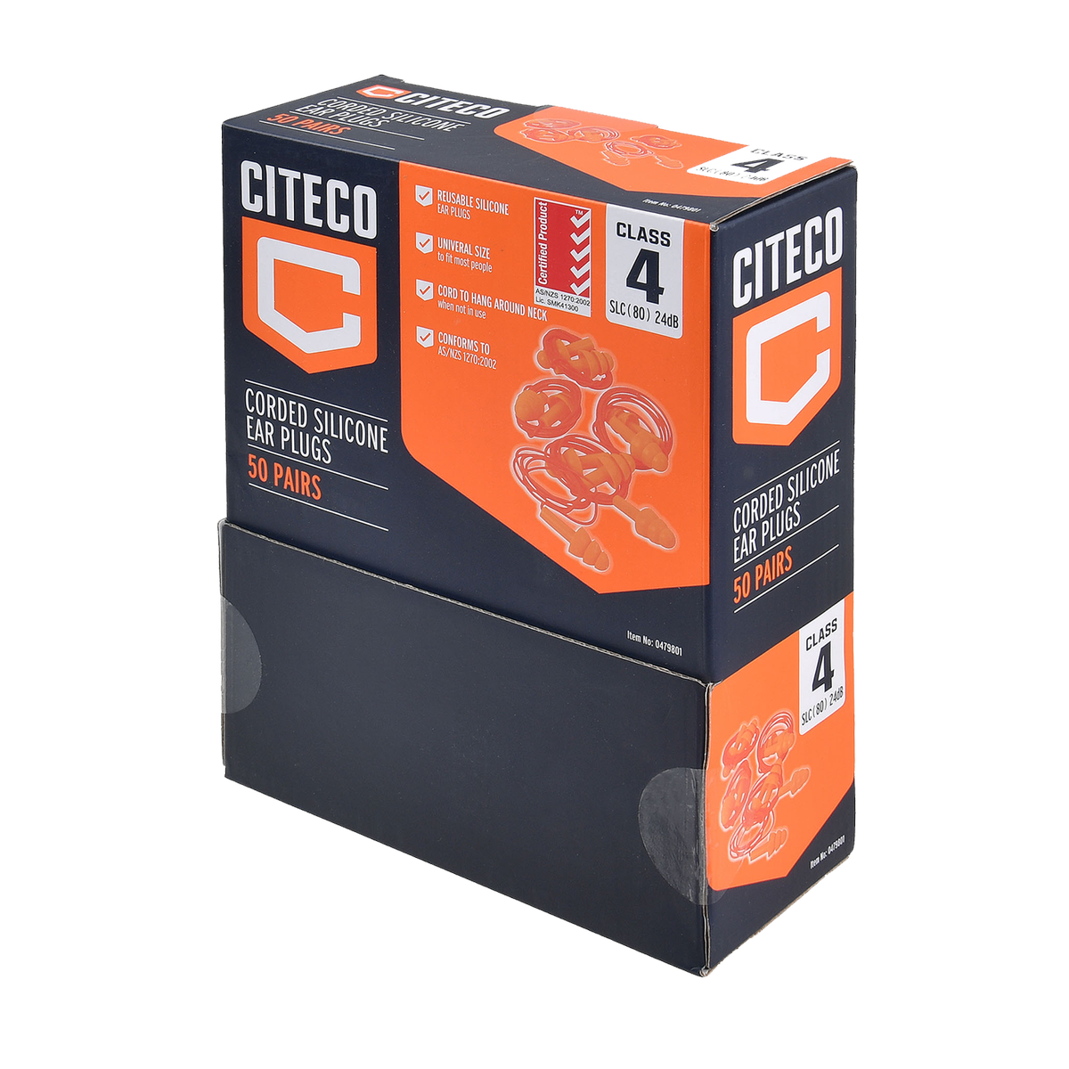 Citeco Class 4 Corded Silicone Ear Plugs 50 Pairs Reusable