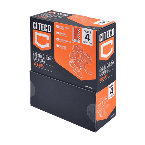 Citeco Class 4 Corded Silicone Ear Plugs 50 Pairs Reusable