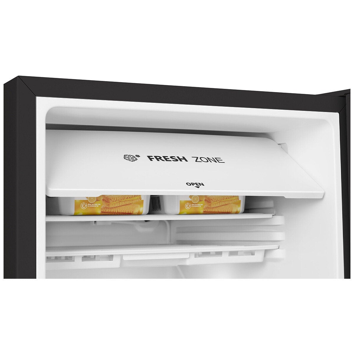 Hisense 124L bar fridge - black, Fresh Zone, large crisper, LED light, reversible door - HRBF126B