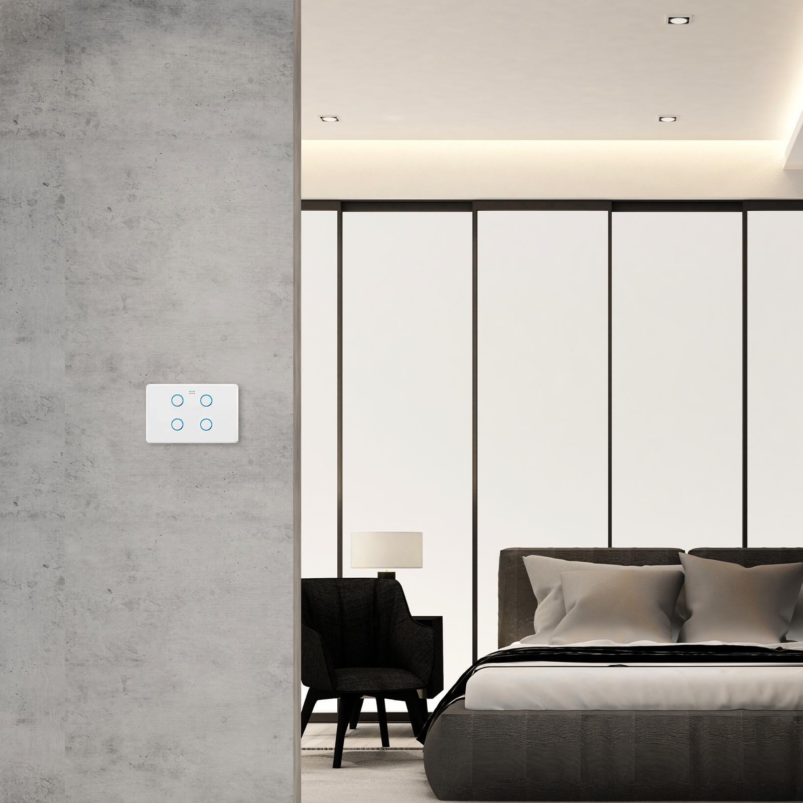 DETA Smart Quad Gang Touch Light Switch White Gloss 250V 6904HA