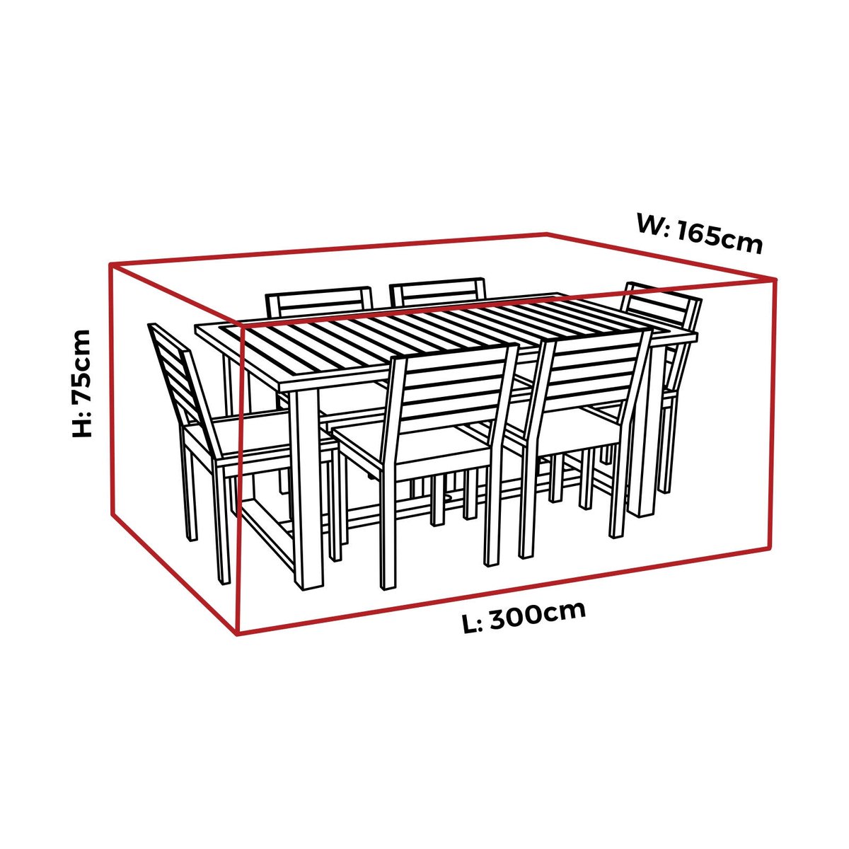 Mojo Large Rectangle Table and Chairs Outdoor Furniture Cover - 3000mm x 1650mm - UV Resistant, Water Repellent - SuperSaverAU - view 3