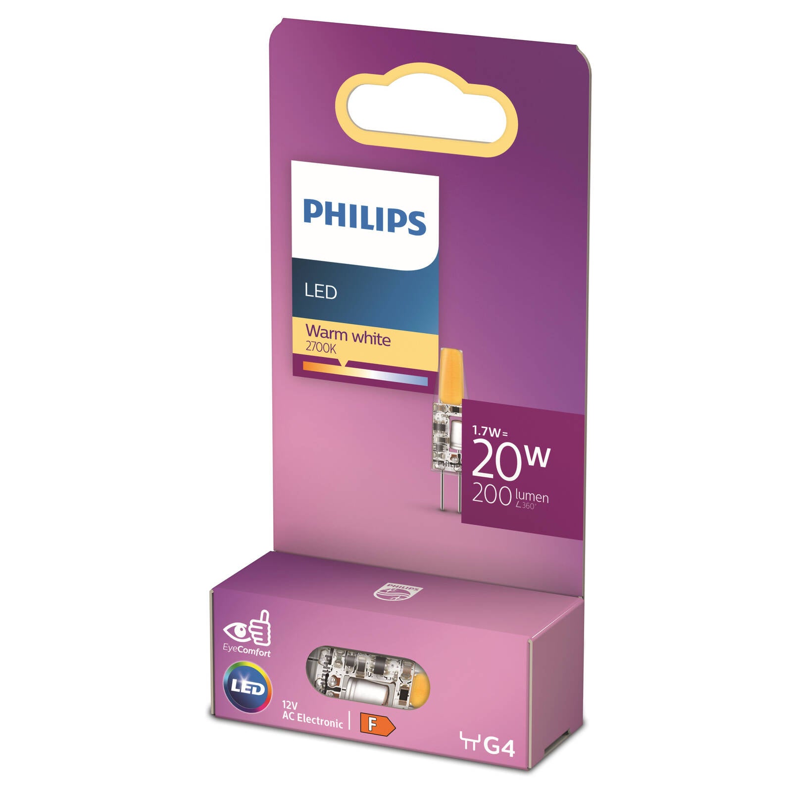 Philips G4 LED Capsule 1.7W 200lm Warm White, 929003779058