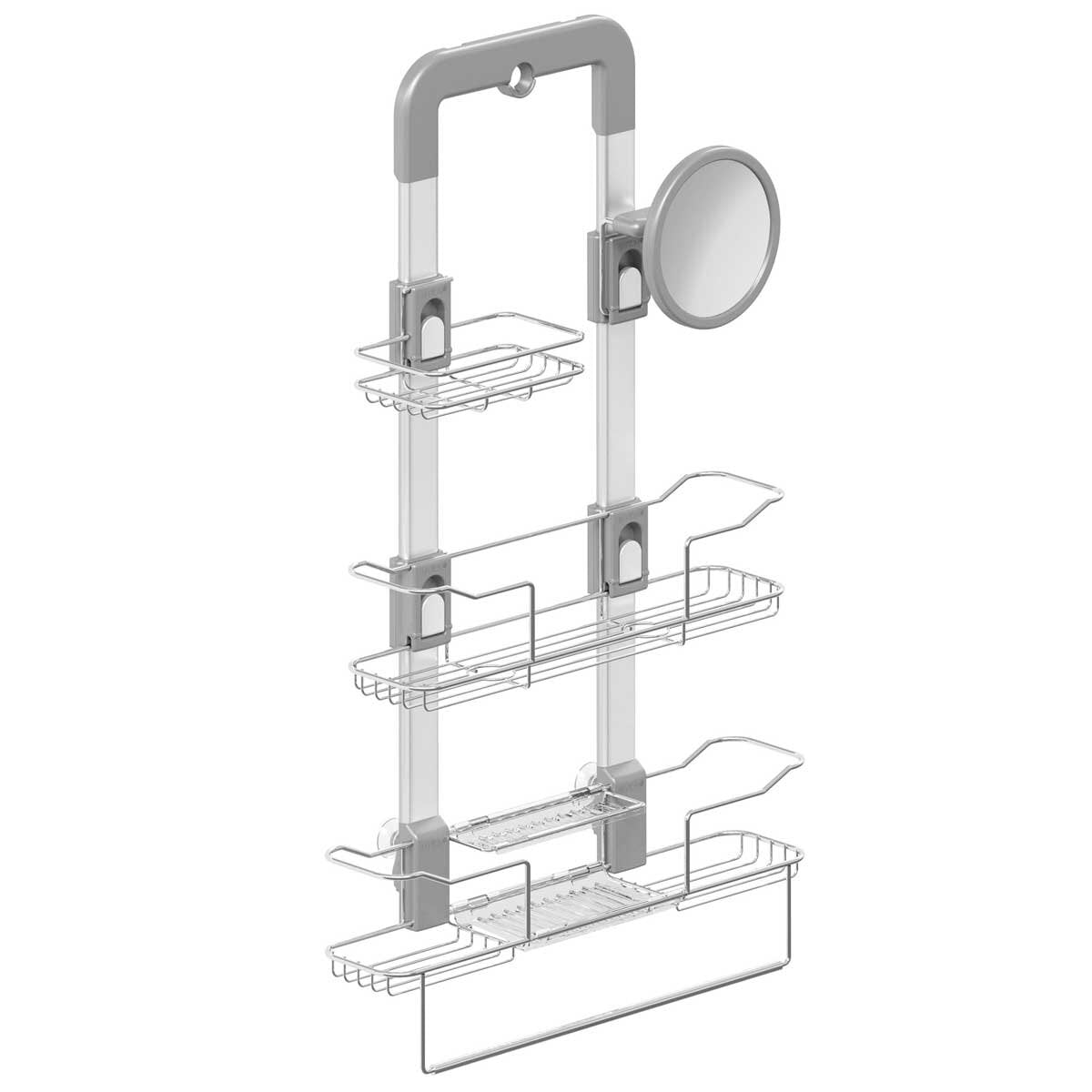 Artika Trent Hanging Shower Caddy Light Grey, 135x730x462mm, Adjustable Baskets, Mirror - SuperSaverAU - view 3