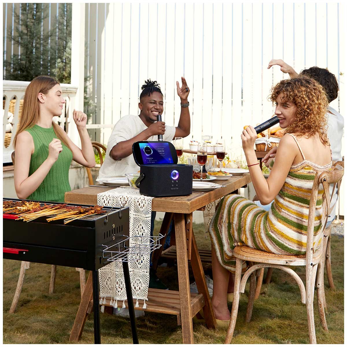 Ikarao Shell S2 Portable 140W Karaoke Speakers, 8" Touchscreen, 2 Mics, Bluetooth 5.3 - SuperSaverAU - view 5