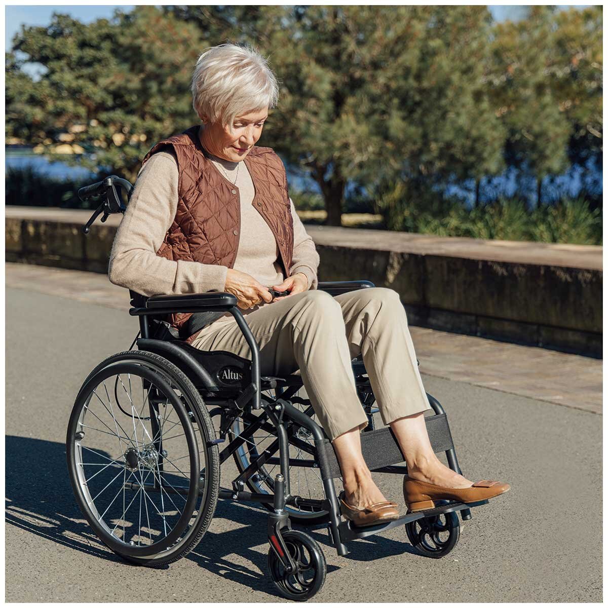 Altus Lightweight Folding Self Propelled Wheelchair 20 Inch Wheel Black - SuperSaverAU - view 9