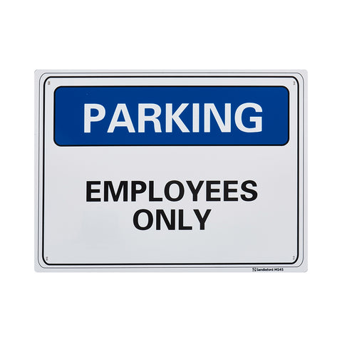 Sandleford Employees Parking Only Sign 300 x 225mm White/Black Polypropylene