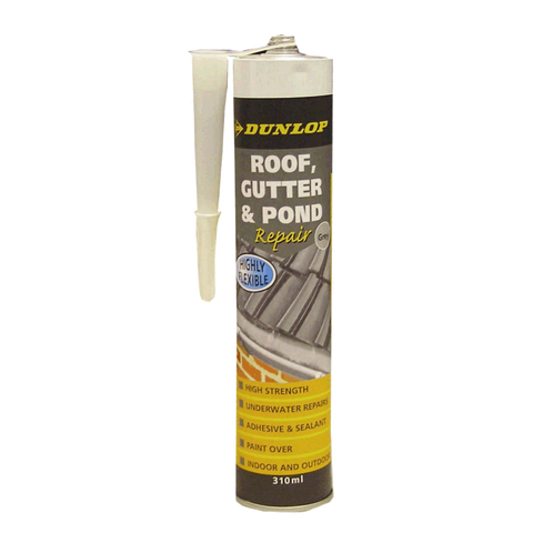 Dunlop 310ml Grey Roof, Gutter & Pond Repair Waterproofing Adhesive Sealant