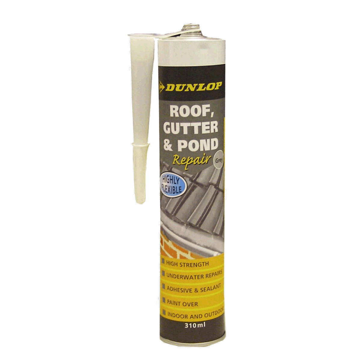 Dunlop 310ml Grey Roof, Gutter & Pond Repair Waterproofing Adhesive Sealant