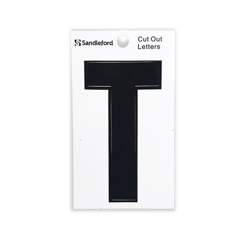 Sandleford 85mm Black Self Adhesive Cut Out House Letter T - Weather Resistant