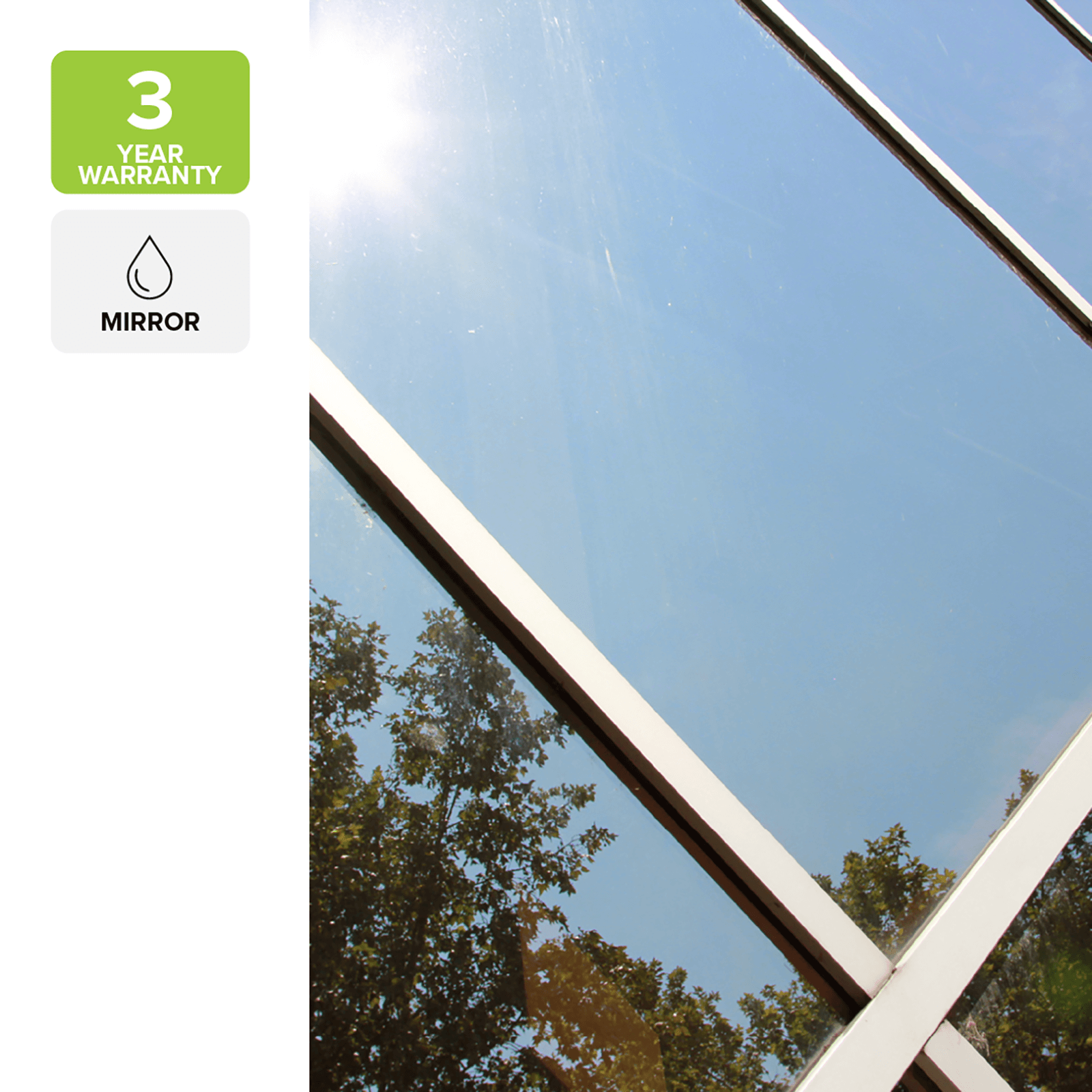 Pillar 0.9 x 2m Mirror Tinted Adhesive Window Film, PET, Daytime Privacy