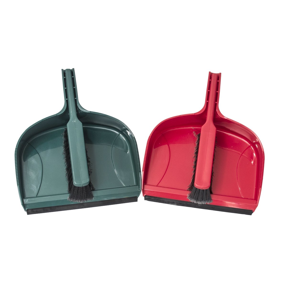 All Set Jumbo 335mm Dustpan & Brush Set, Polypropylene with PET Bristles, Red or Green